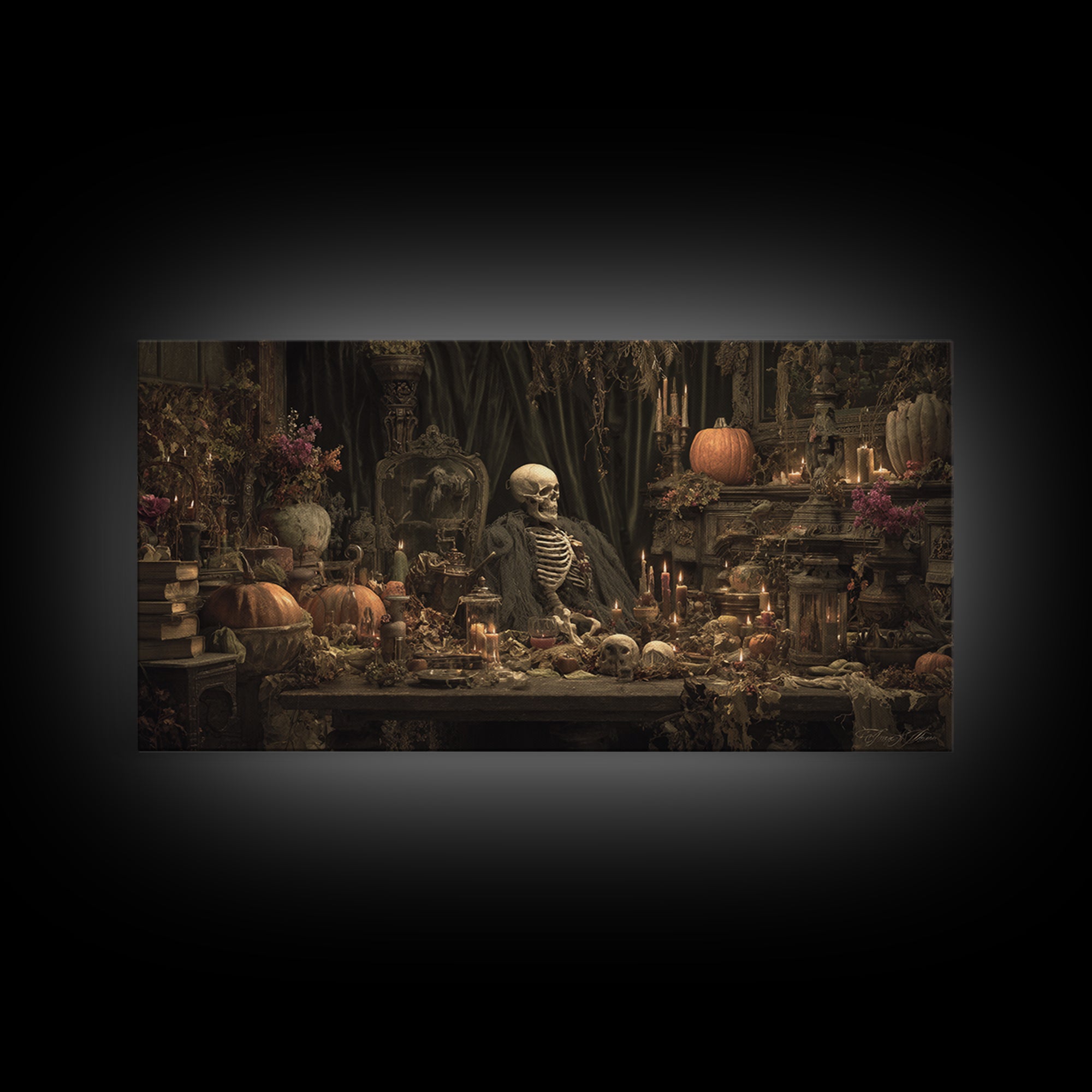 Desert Halloween, Wide Panoramic Art, Gothic Horror Wall Art, Framed Canvas Print, Halloween Wall Decor, Gothic Home Decor, Halloween Decor