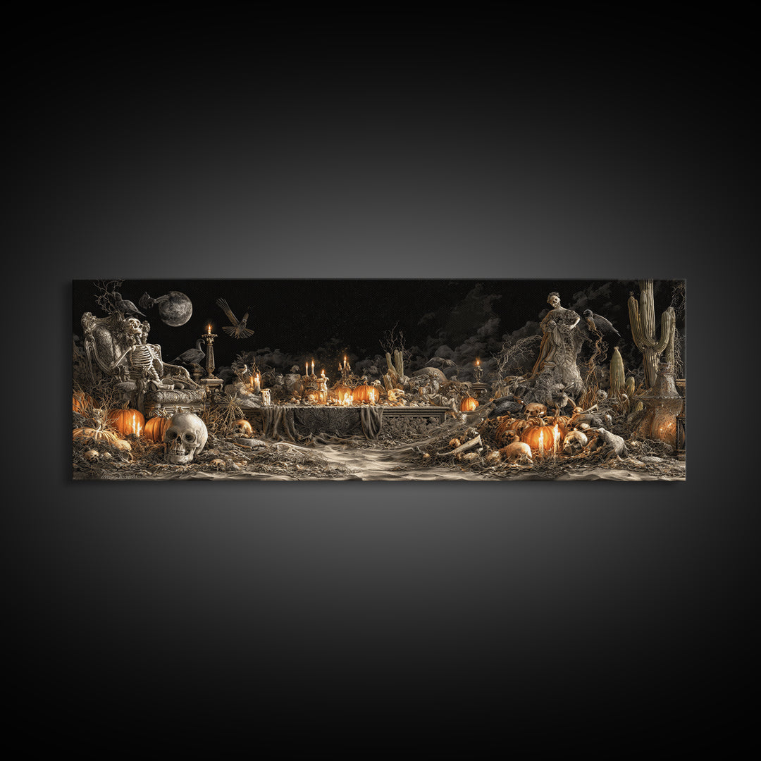 Desert Halloween, Extra Wide Wall Art, Dark Halloween Decor, Canvas Print, Halloween Wall Decor, Gothic Home Decor, Statement Wall Art