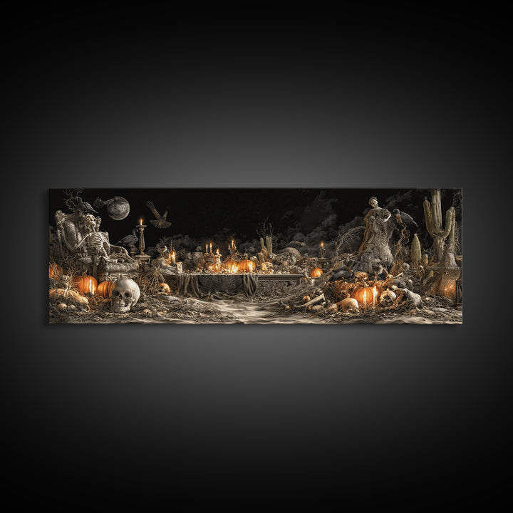 Desert Halloween, Extra Wide Wall Art, Dark Halloween Decor, Canvas Print, Halloween Wall Decor, Gothic Home Decor, Statement Wall Art