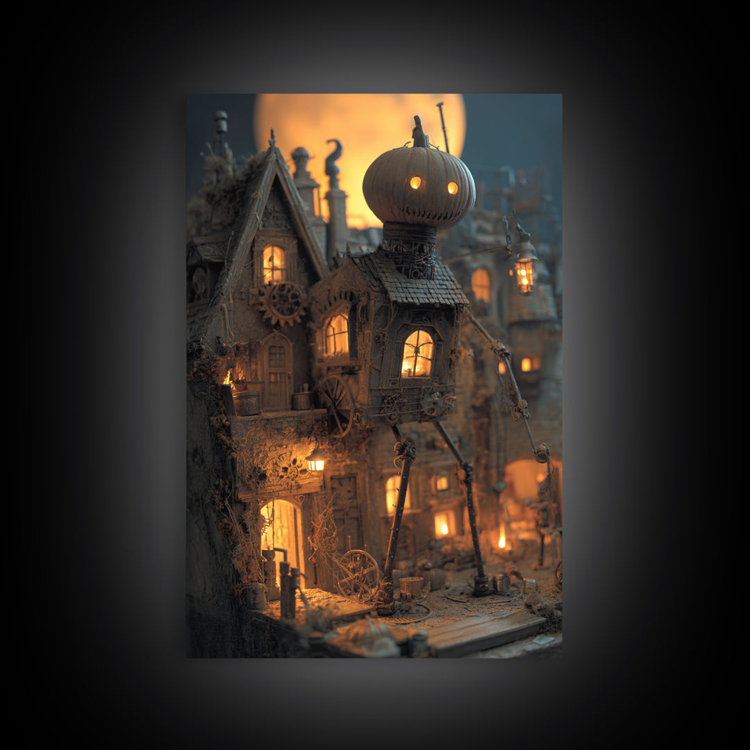The Clockwork Haunted House, Vertical Wall Art, Spooky Home Decor, Canvas Print, Halloween Wall Decor, Gothic Home Decor, Halloween Decor