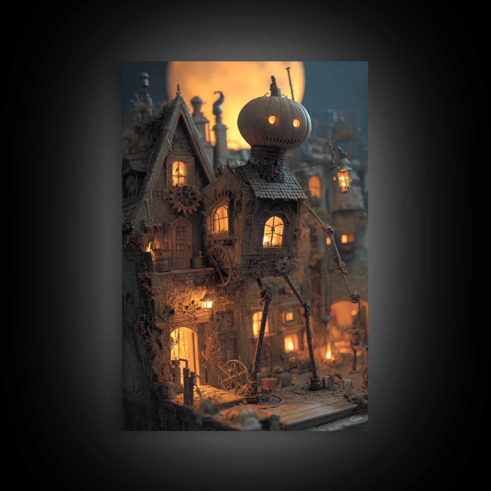 The Clockwork Haunted House, Vertical Wall Art, Spooky Home Decor, Canvas Print, Halloween Wall Decor, Gothic Home Decor, Halloween Decor