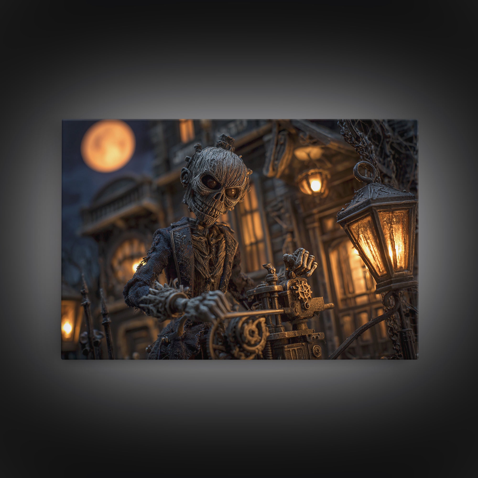 The Clockwork Haunted House, Landscape Wall Art, Dark Halloween Decor, Canvas Print, Halloween Wall Decor, Gothic Home Decor