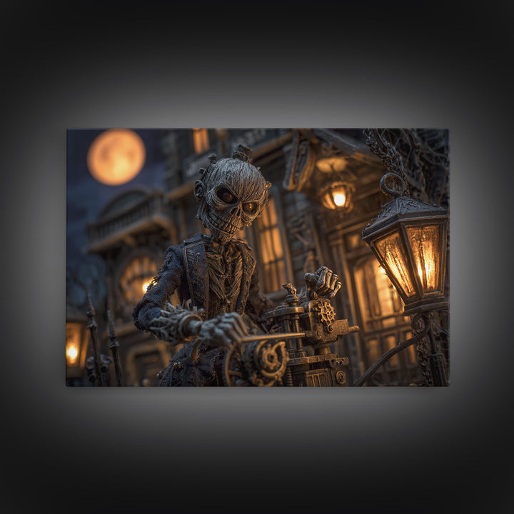 The Clockwork Haunted House, Landscape Wall Art, Dark Halloween Decor, Canvas Print, Halloween Wall Decor, Gothic Home Decor