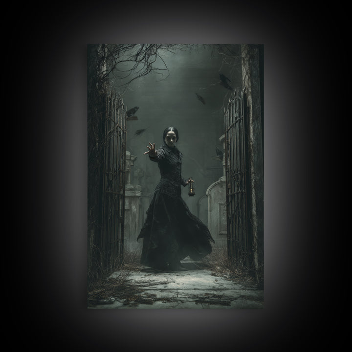 The Infinite Hallway, Vertical Wall Art, Gothic Horror Wall Art, Framed Canvas Print, Halloween Wall Decor, Gothic Home Decor