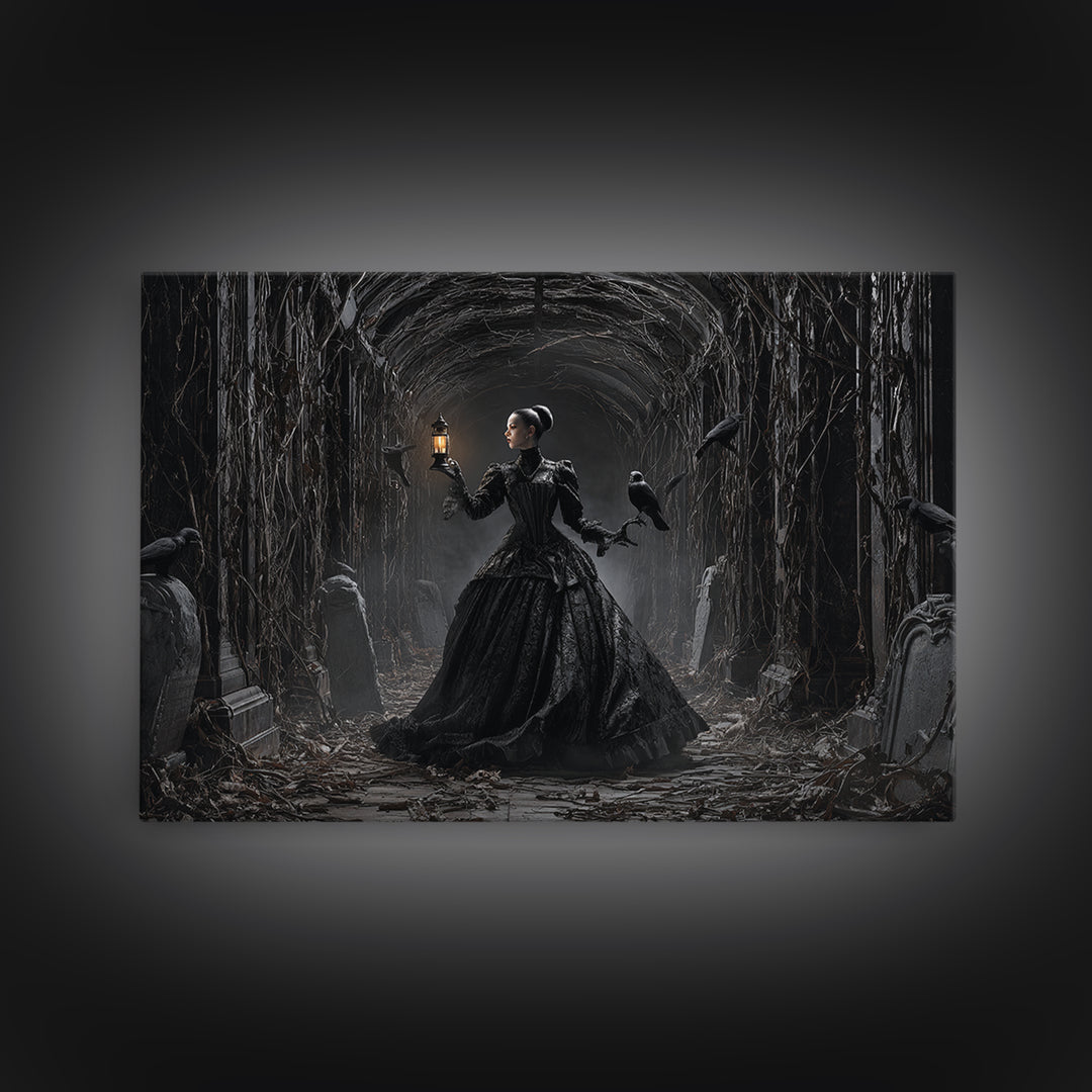 The Infinite Hallway, Landscape Wall Art, Gothic Horror Wall Art, Framed Canvas Print, Halloween Wall Decor, Gothic Home Decor