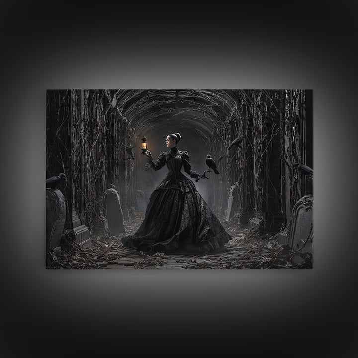 The Infinite Hallway, Landscape Wall Art, Gothic Horror Wall Art, Framed Canvas Print, Halloween Wall Decor, Gothic Home Decor
