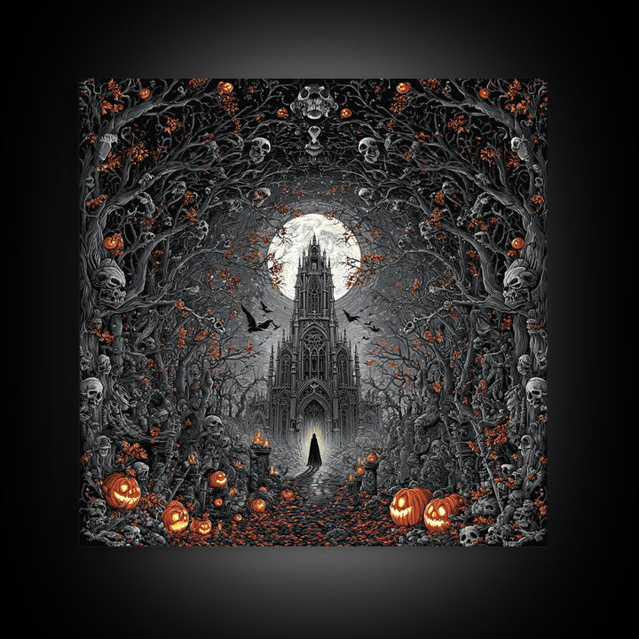 The Cathedral Of Bones, Square Wall Art, Dark Fantasy Wall Art, Canvas Print, Halloween Wall Decor, Gothic Home Decor, Dark Fantasy Art