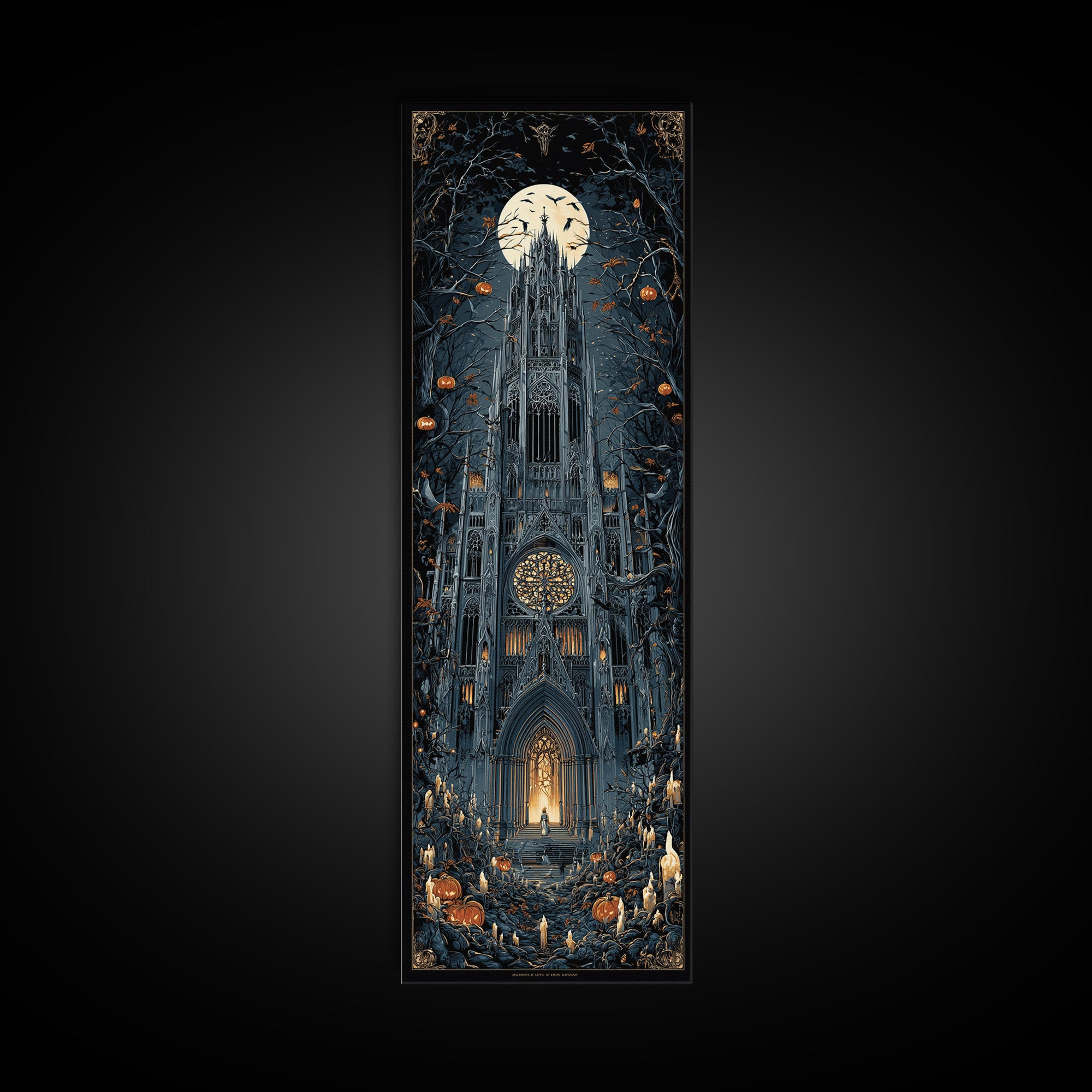 The Cathedral Of Bones, Tall Narrow Wall Art, Dark Halloween Decor, Canvas Print, Halloween Wall Decor, Gothic Home Decor, Spooky Wall Decor