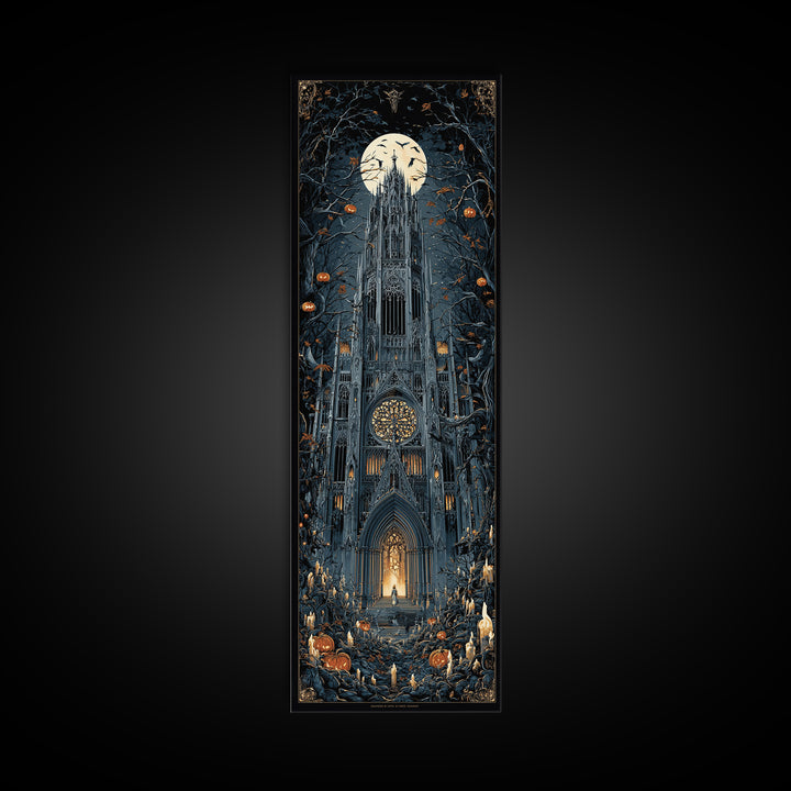 The Cathedral Of Bones, Tall Narrow Wall Art, Dark Halloween Decor, Canvas Print, Halloween Wall Decor, Gothic Home Decor, Spooky Wall Decor