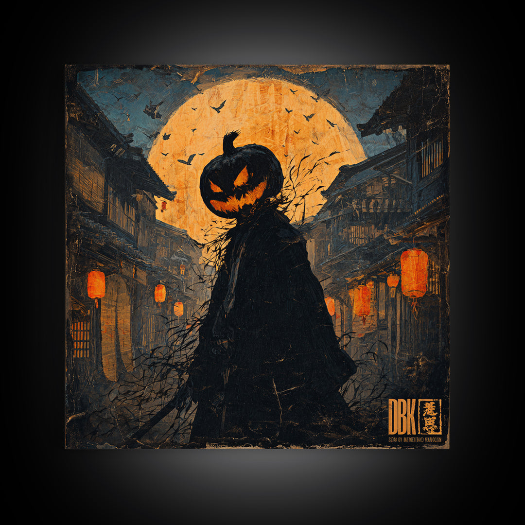 The Town Where Shadows Live, Square Wall Art, Macabre Wall Art, Framed Canvas Print, Halloween Wall Decor, Gothic Home Decor