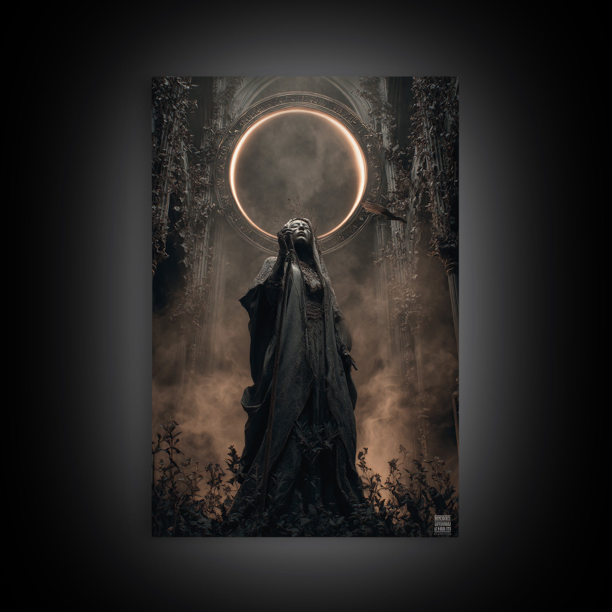 The Eclipse Summoning, Vertical Wall Art, Dark Halloween Decor, Canvas Print, Halloween Wall Decor, Gothic Home Decor, Seasonal Home Decor