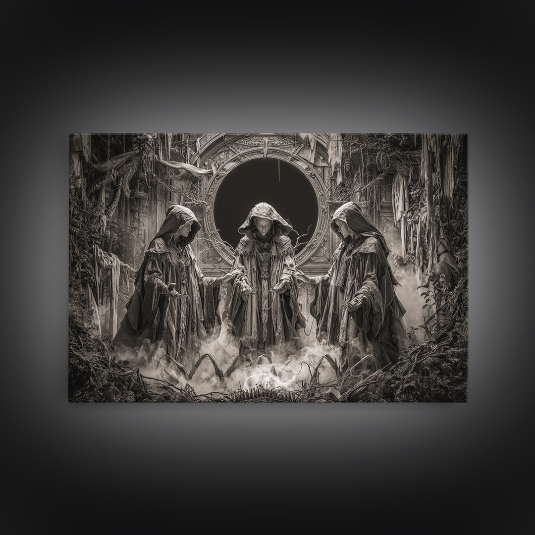 The Eclipse Summoning, Landscape Wall Art, Macabre Wall Art, Framed Canvas Print, Halloween Wall Decor, Gothic Home Decor