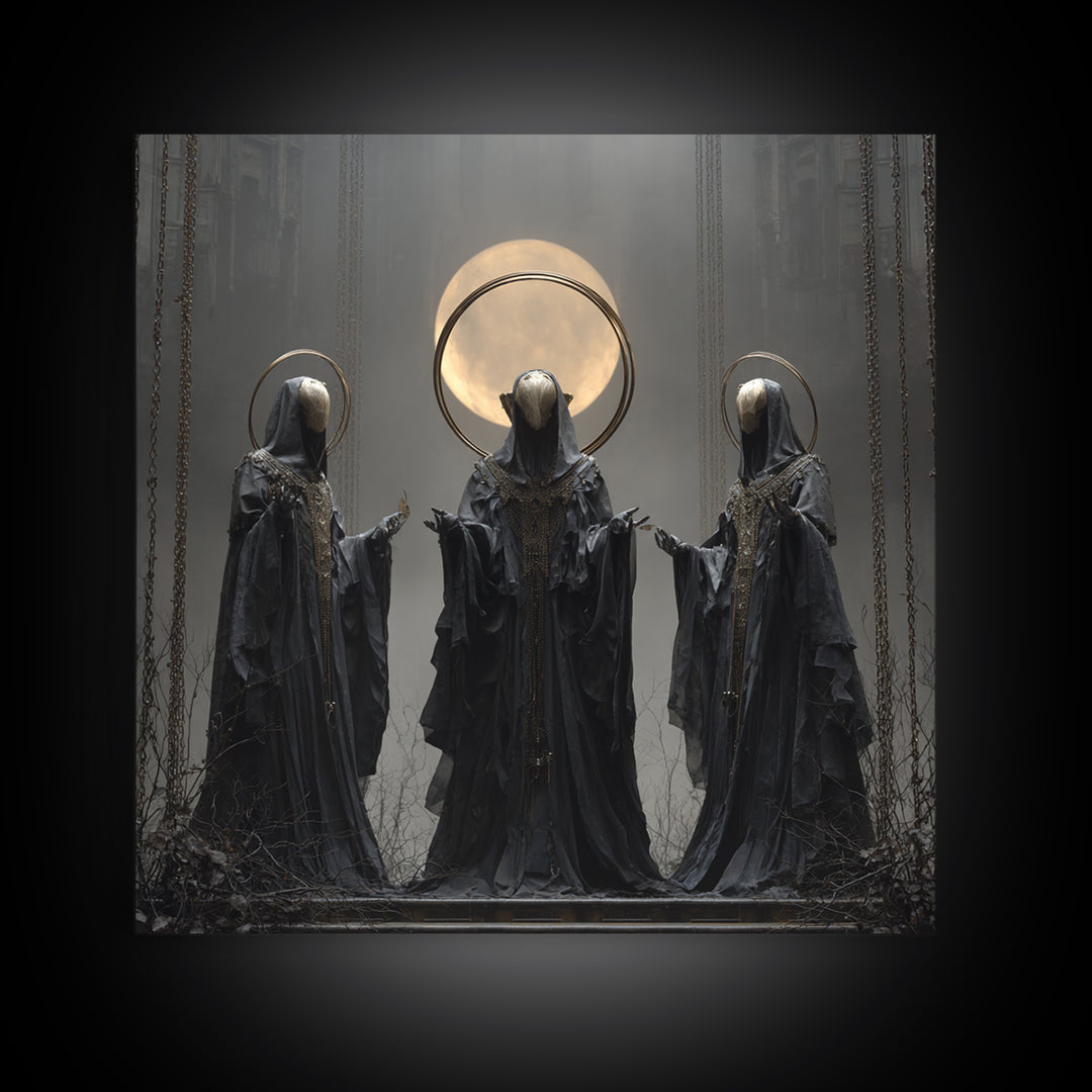 The Eclipse Summoning, Square Wall Art, Haunted Gothic Art, Framed Canvas Print, Halloween Wall Decor, Gothic Home Decor, Spooky Wall Decor