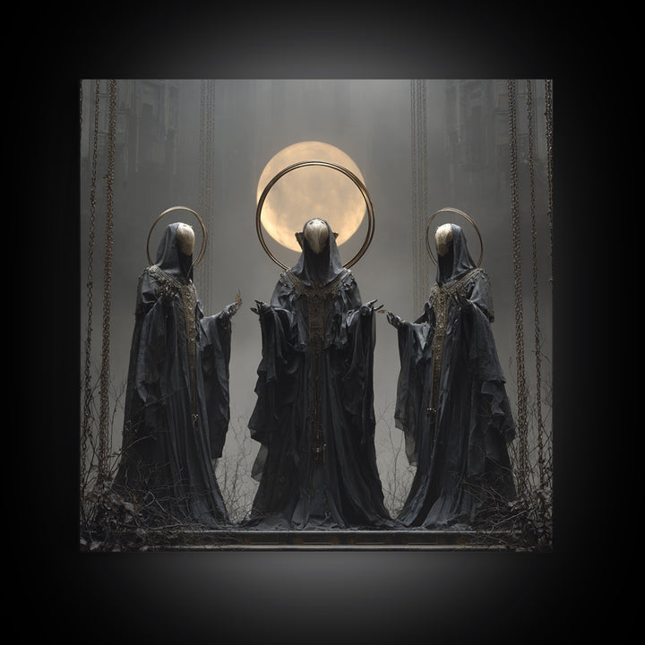 The Eclipse Summoning, Square Wall Art, Haunted Gothic Art, Framed Canvas Print, Halloween Wall Decor, Gothic Home Decor, Spooky Wall Decor