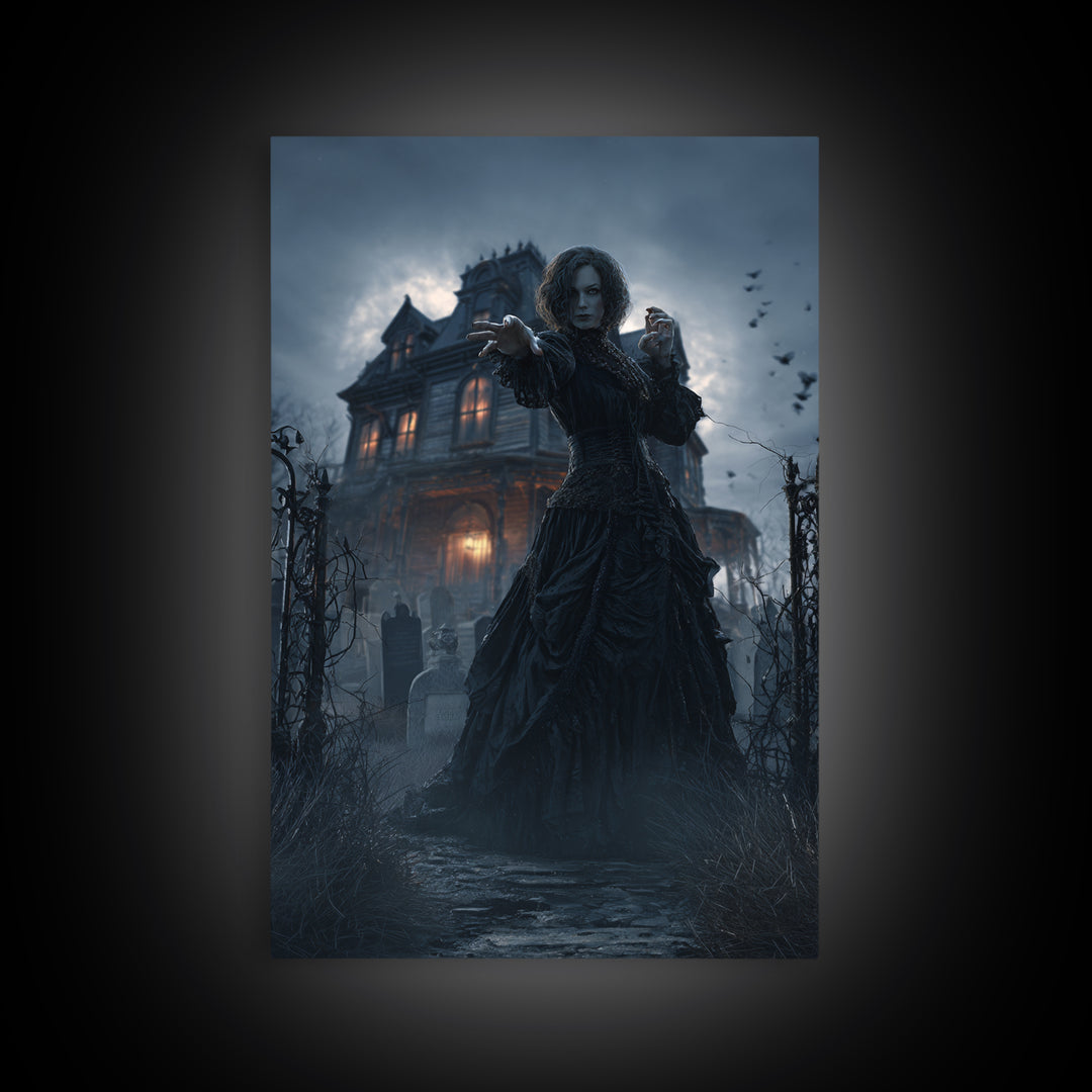 The Last House At The World'S Edge, Vertical Wall Art, Macabre Wall Art, Framed Canvas Print, Halloween Wall Decor, Gothic Home Decor