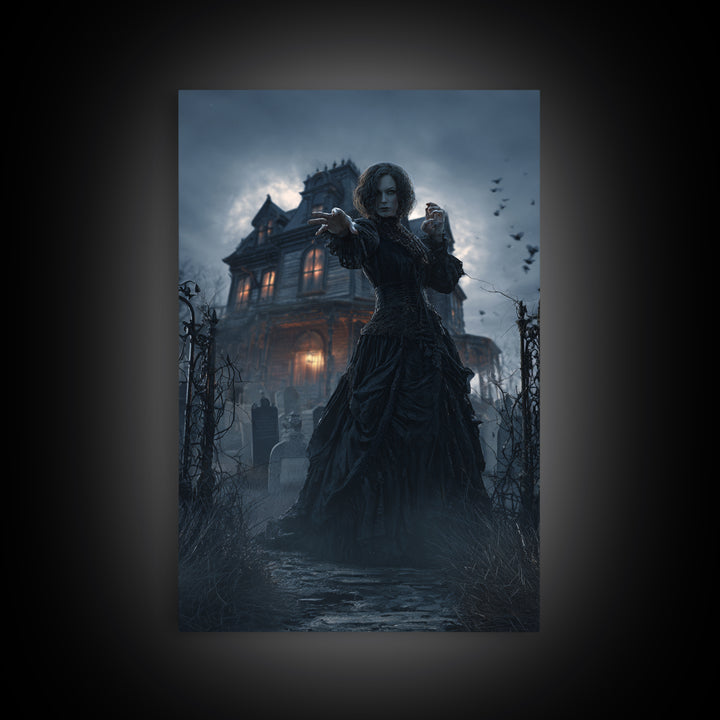The Last House At The World'S Edge, Vertical Wall Art, Macabre Wall Art, Framed Canvas Print, Halloween Wall Decor, Gothic Home Decor