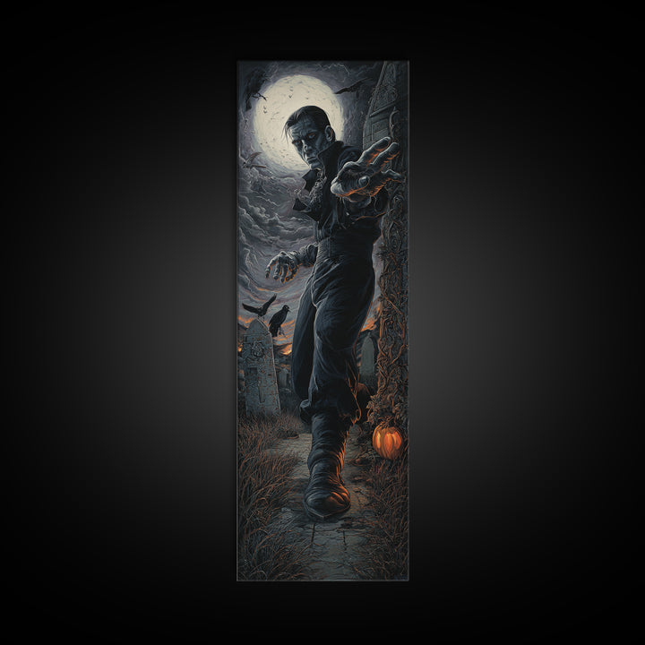 The Last House At The World'S Edge, Tall Narrow Wall Art, Macabre Wall Art, Framed Canvas Print, Halloween Wall Decor, Gothic Home Decor