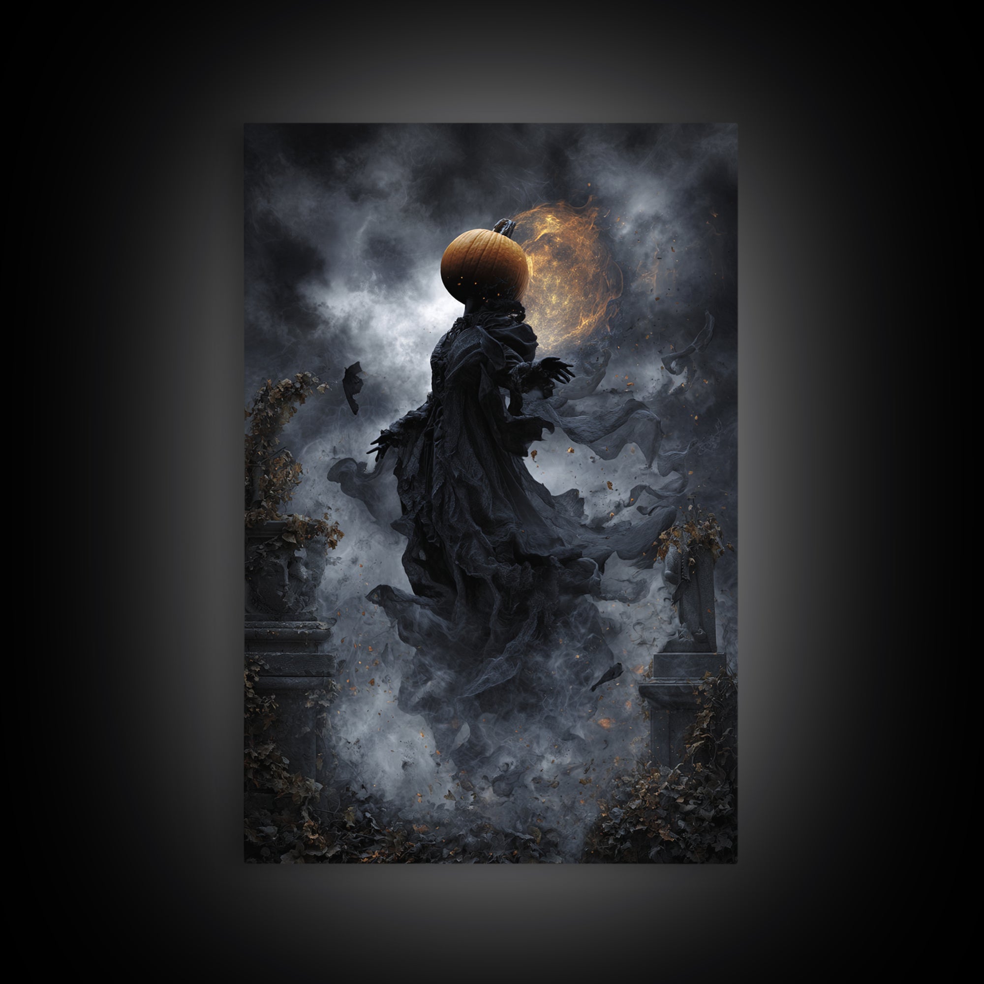 Halloween On Another Planet, Vertical Wall Art, Dark Halloween Decor, Canvas Print, Halloween Wall Decor, Gothic Home Decor