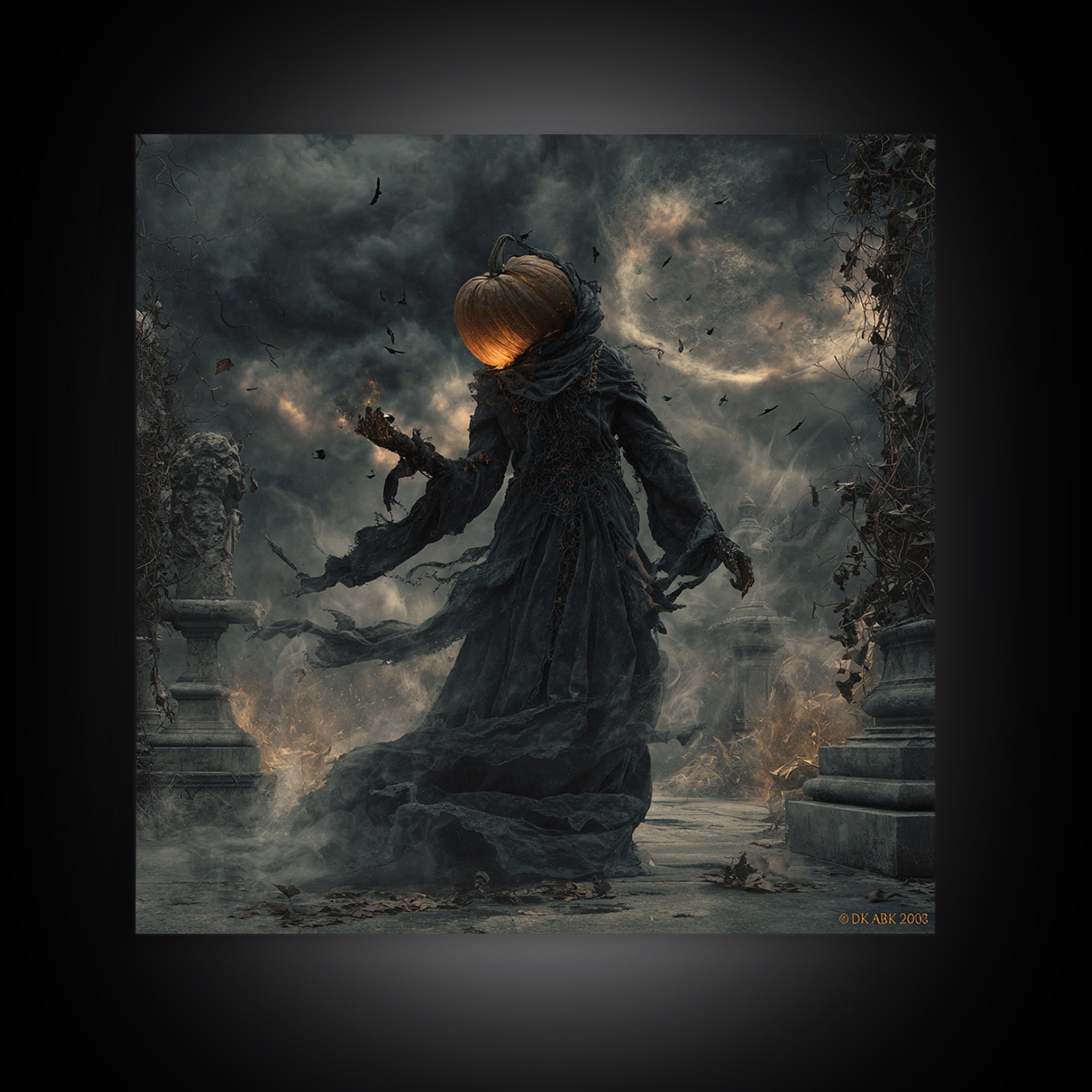 Halloween On Another Planet, Square Wall Art, Dark Halloween Decor, Canvas Print, Halloween Wall Decor, Gothic Home Decor, Spooky Wall Decor