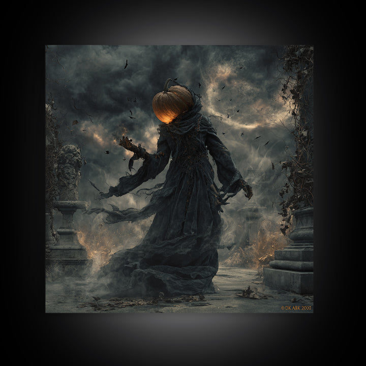 Halloween On Another Planet, Square Wall Art, Dark Halloween Decor, Canvas Print, Halloween Wall Decor, Gothic Home Decor, Spooky Wall Decor