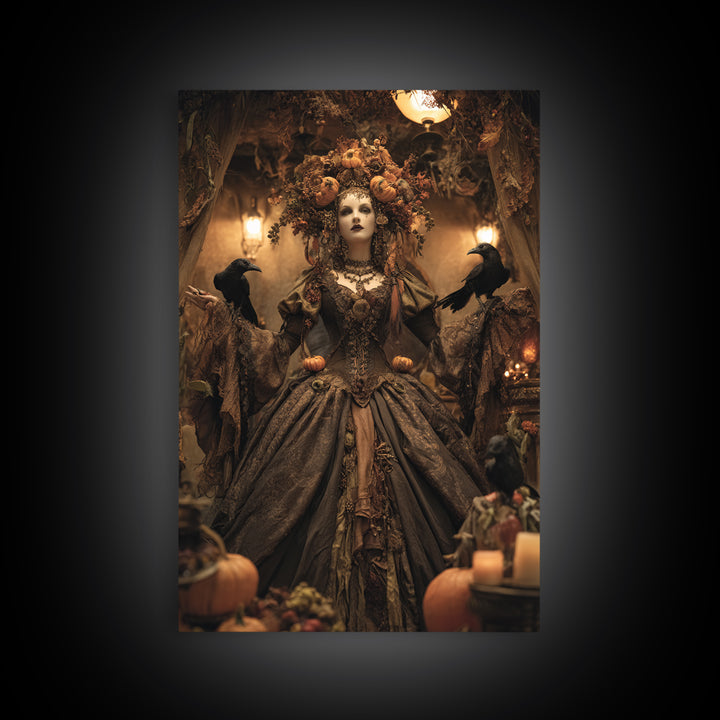 The Personification Of October, Vertical Wall Art, Dark Halloween Decor, Canvas Print, Halloween Wall Decor, Gothic Home Decor