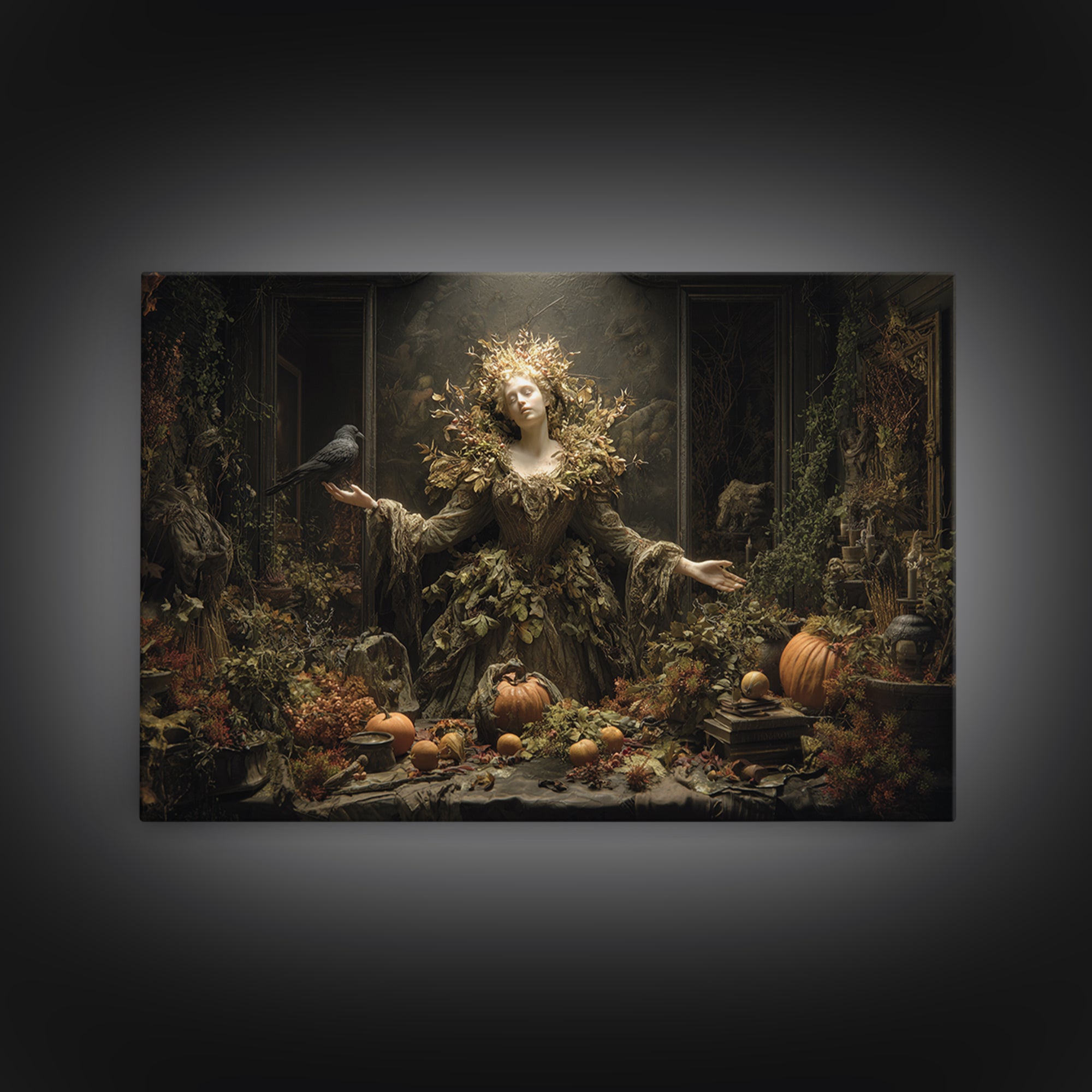 The Personification Of October, Landscape Wall Art, Haunted Gothic Art, Framed Canvas Print, Halloween Wall Decor, Gothic Home Decor