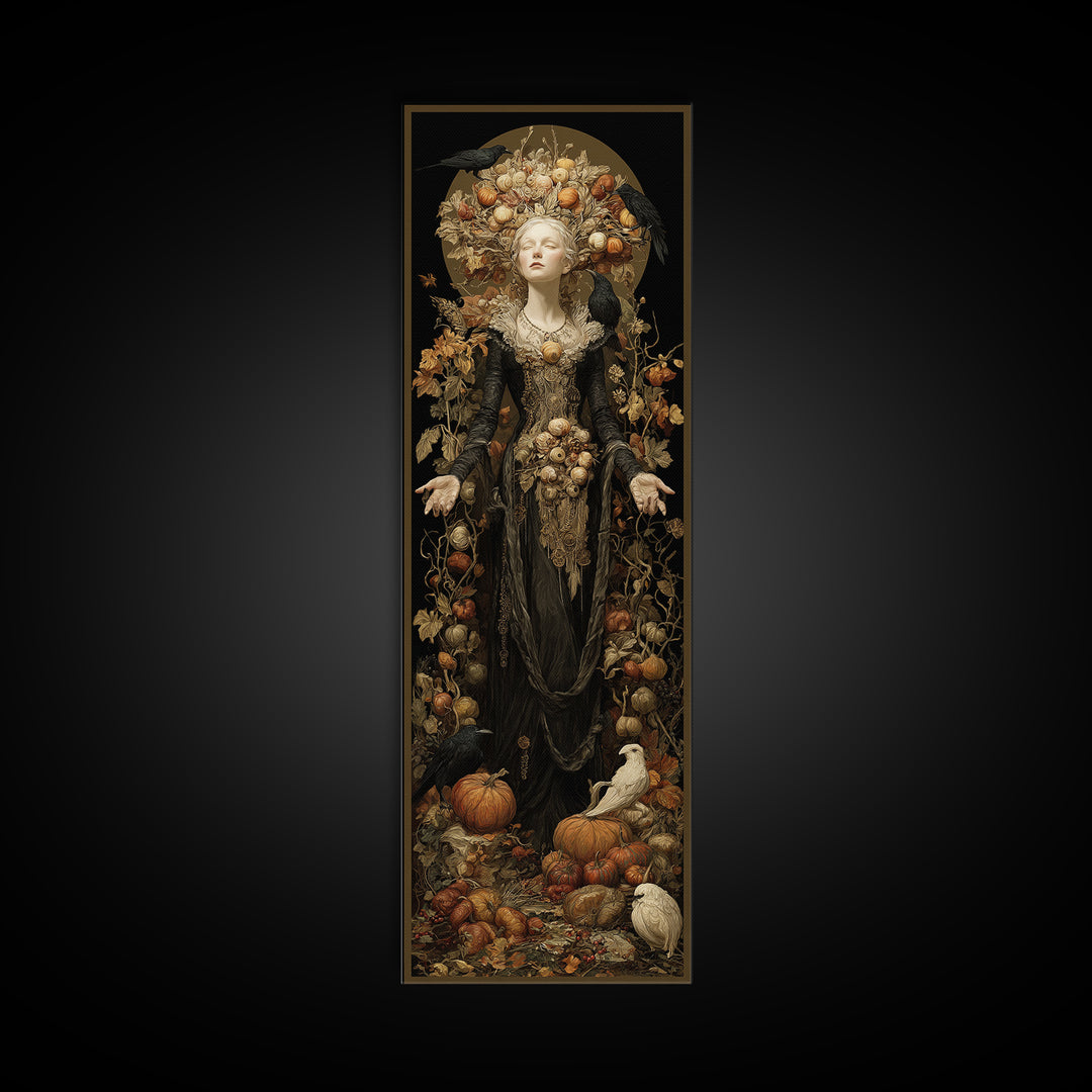 The Personification Of October, Tall Narrow Wall Art, Dark Fantasy Wall Art, Canvas Print, Halloween Wall Decor, Gothic Home Decor
