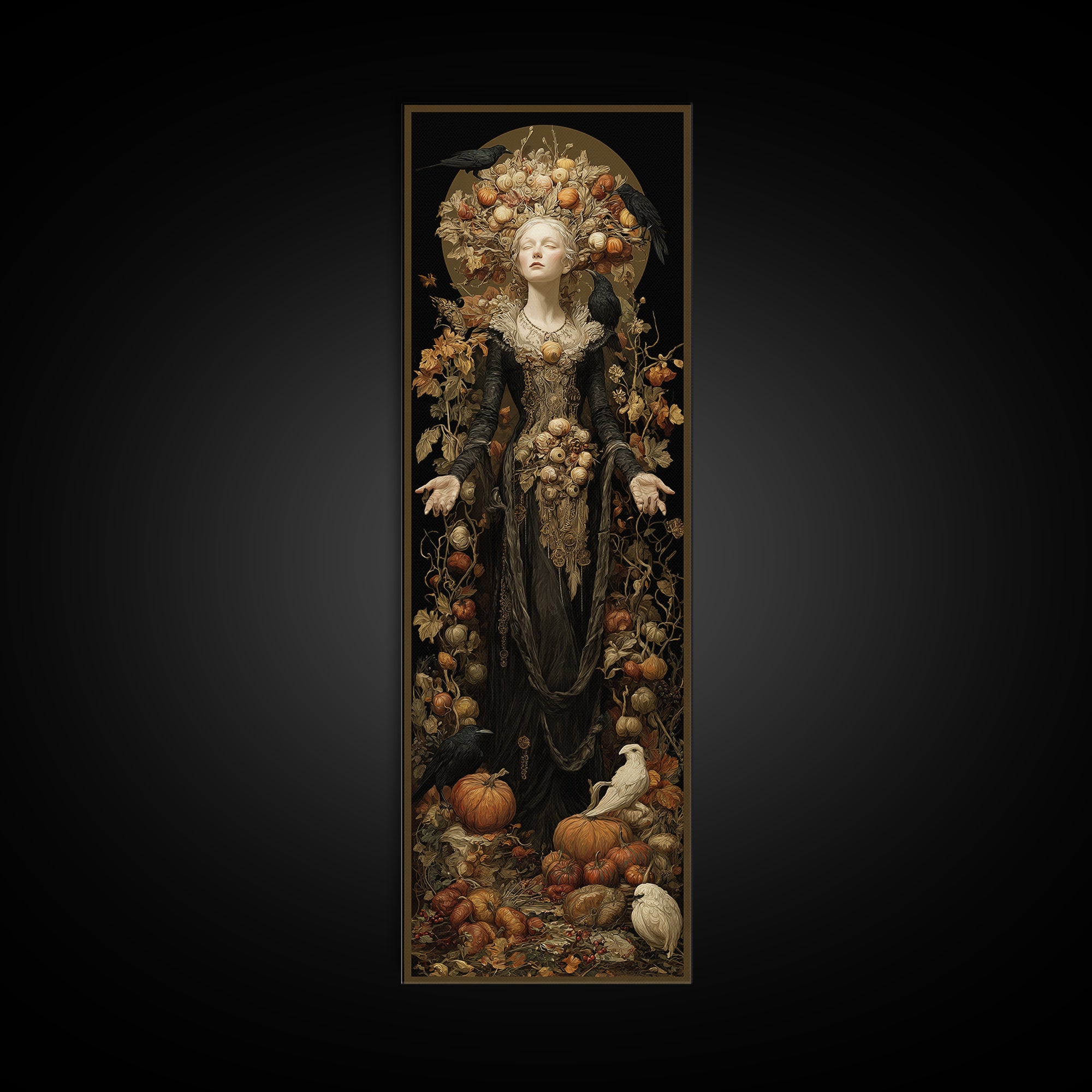 The Personification Of October, Tall Narrow Wall Art, Dark Fantasy Wall Art, Canvas Print, Halloween Wall Decor, Gothic Home Decor