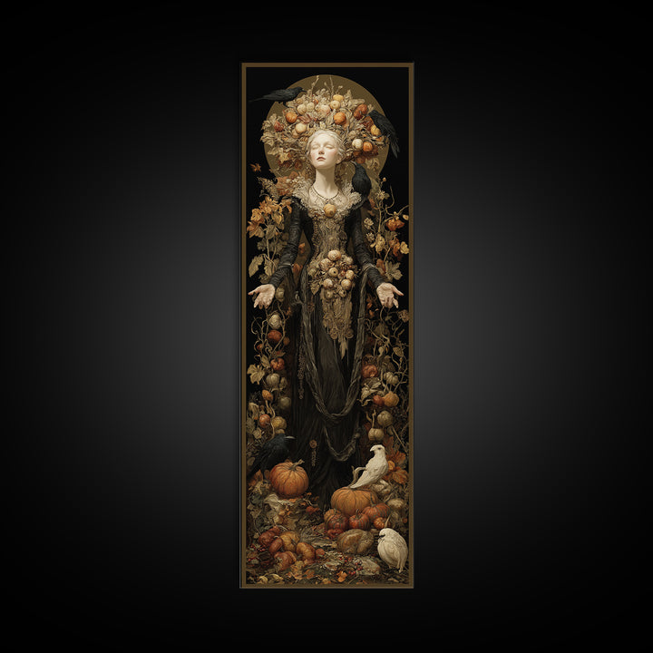 The Personification Of October, Tall Narrow Wall Art, Dark Fantasy Wall Art, Canvas Print, Halloween Wall Decor, Gothic Home Decor