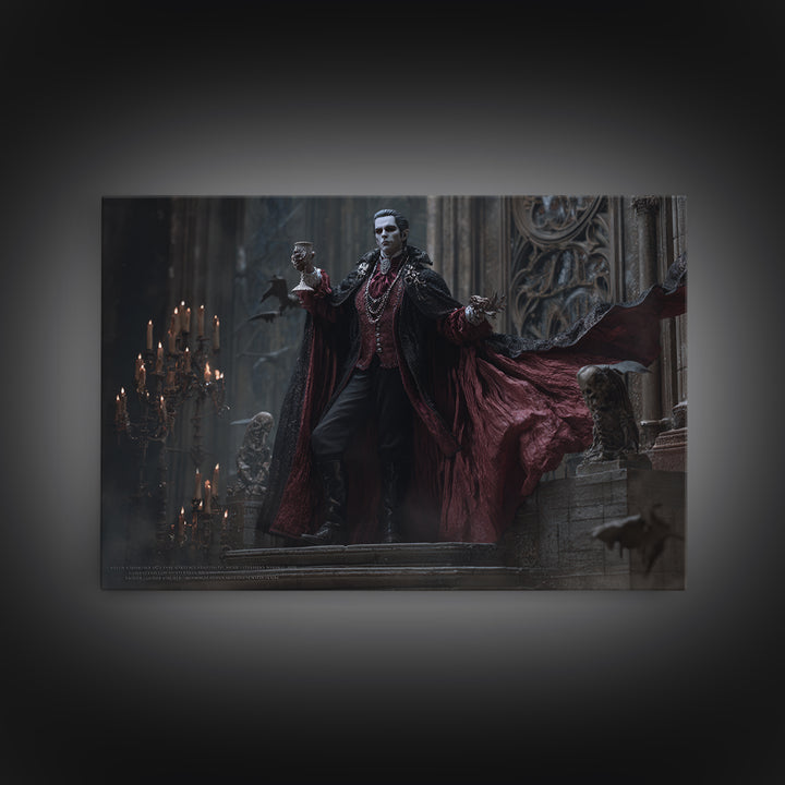 The Crimson Count Of Hollow Keep, Landscape Wall Art, Dark Halloween Decor, Canvas Print, Halloween Wall Decor, Gothic Home Decor