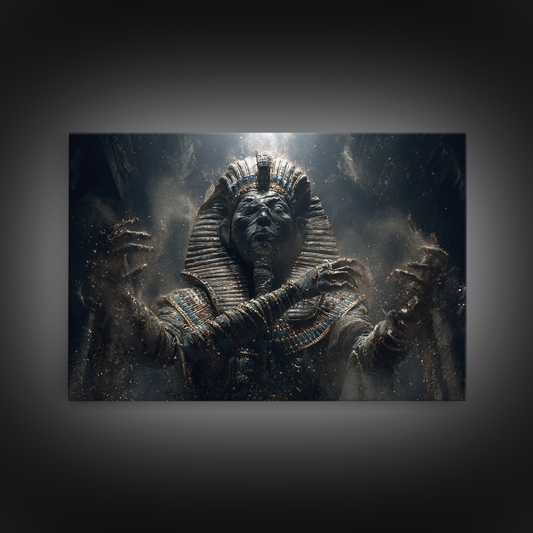 The Pharaoh Of Dustbound Silence, Landscape Wall Art, Macabre Wall Art, Framed Canvas Print, Halloween Wall Decor, Gothic Home Decor