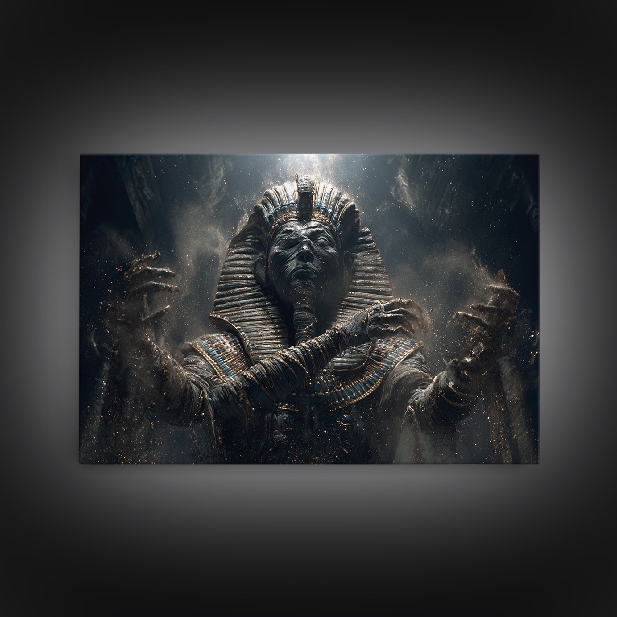 The Pharaoh Of Dustbound Silence, Landscape Wall Art, Macabre Wall Art, Framed Canvas Print, Halloween Wall Decor, Gothic Home Decor