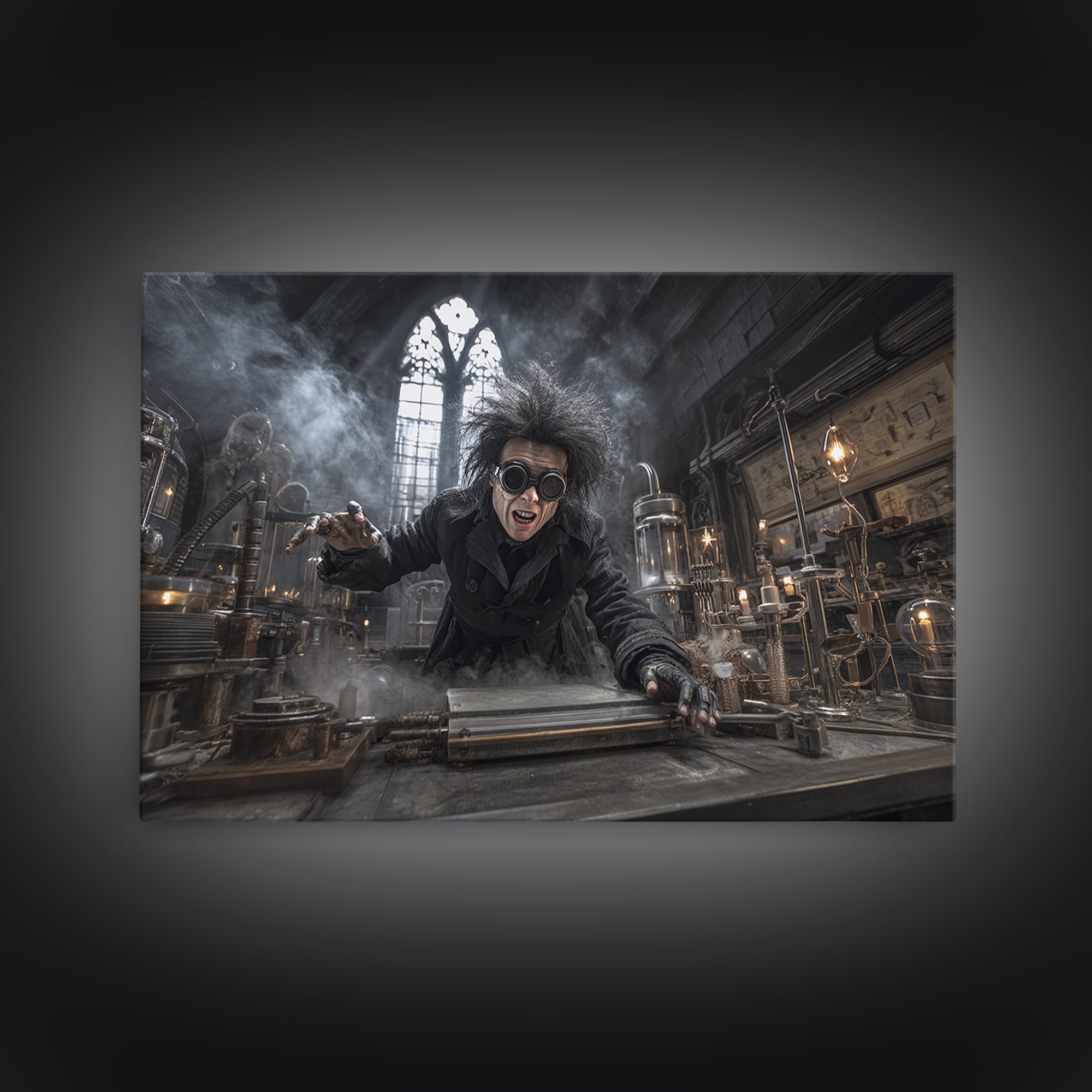 Doctor Vesper'S Resurrection Engine, Landscape Wall Art, Haunted Gothic Art, Framed Canvas Print, Halloween Wall Decor, Gothic Home Decor