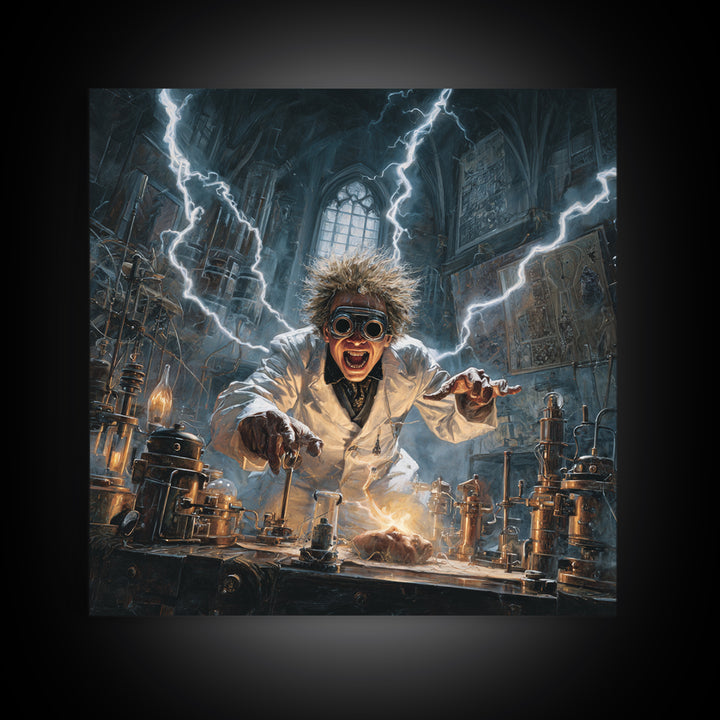 Doctor Vesper'S Resurrection Engine, Square Wall Art, Haunted Gothic Art, Framed Canvas Print, Halloween Wall Decor, Gothic Home Decor