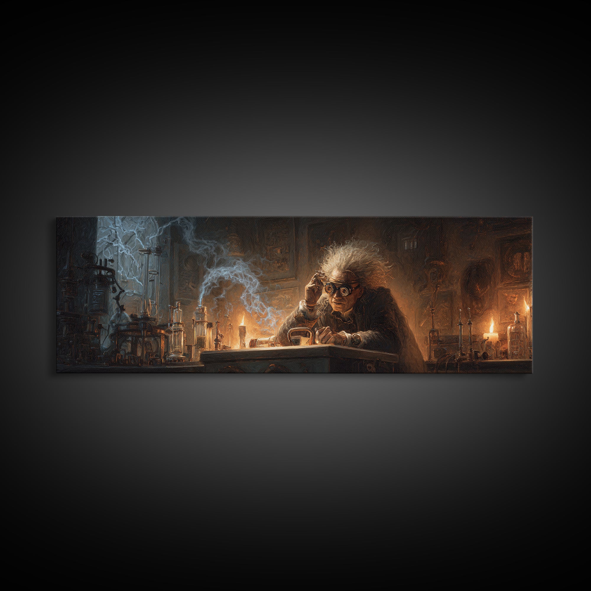 Doctor Vesper'S Resurrection Engine, Extra Wide Wall Art, Spooky Home Decor, Canvas Print, Halloween Wall Decor, Gothic Home Decor