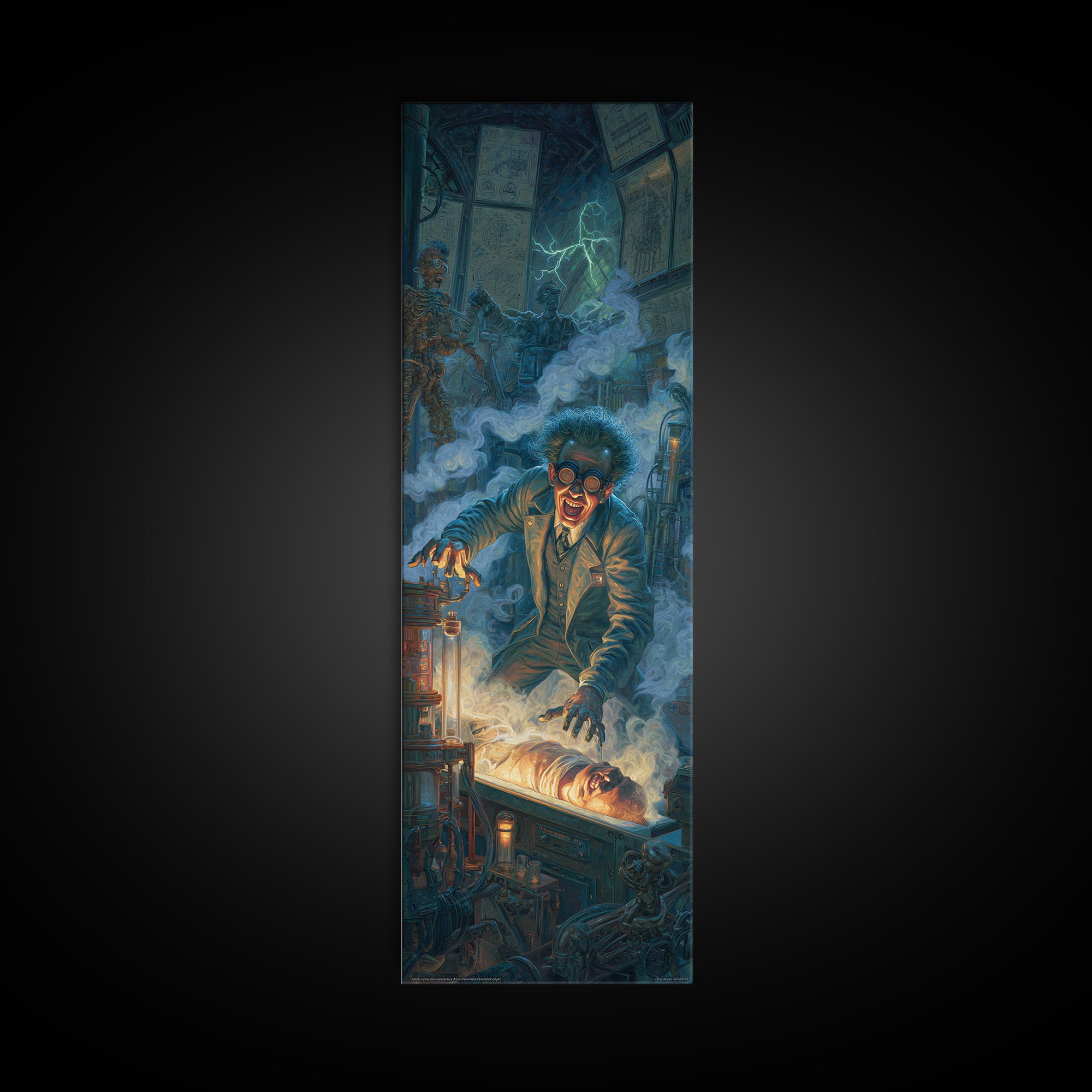 Doctor Vesper'S Resurrection Engine, Tall Narrow Wall Art, Spooky Home Decor, Canvas Print, Halloween Wall Decor, Gothic Home Decor