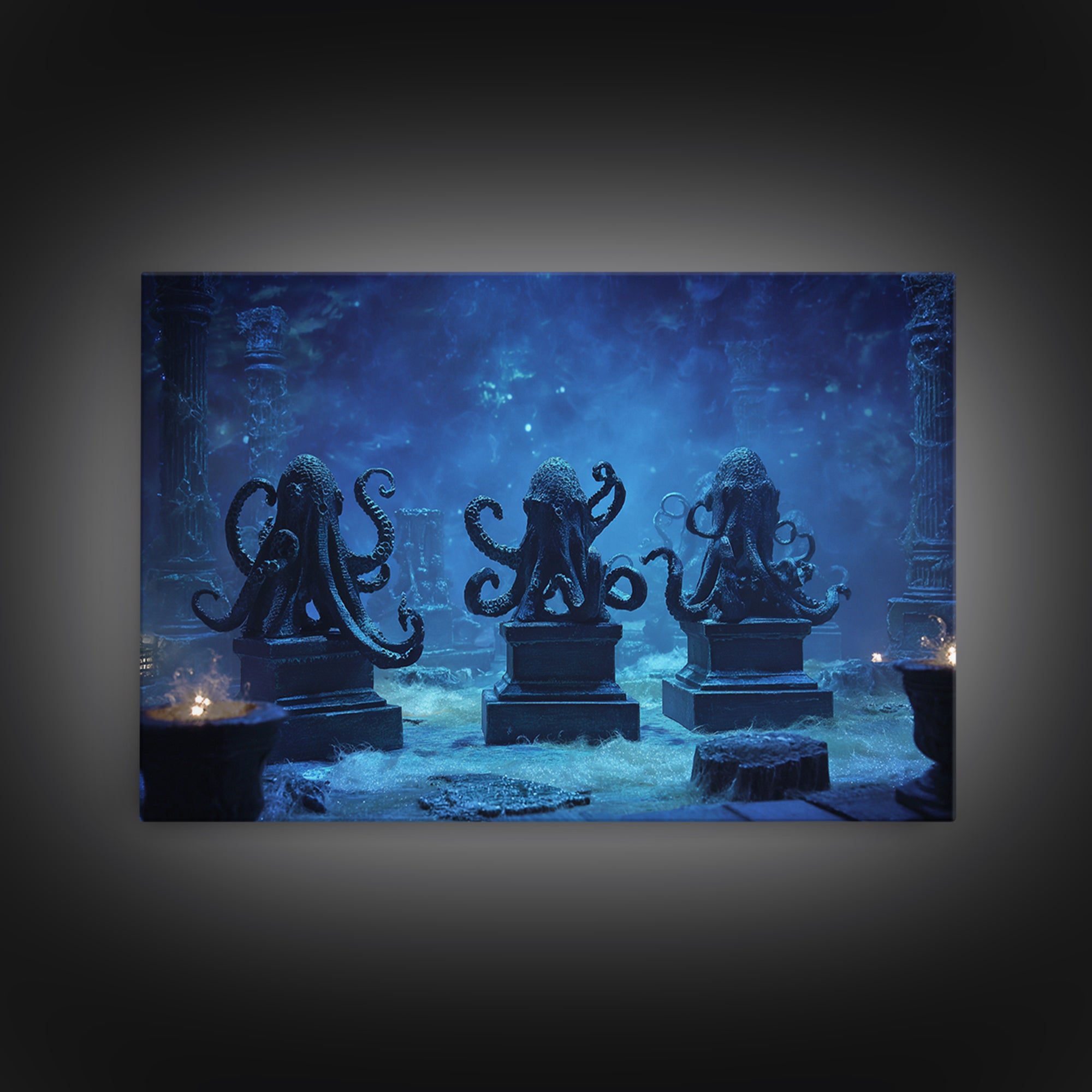 The Choir Of Deepwater Acolytes, Landscape Wall Art, Dark Fantasy Wall Art, Canvas Print, Halloween Wall Decor, Gothic Home Decor