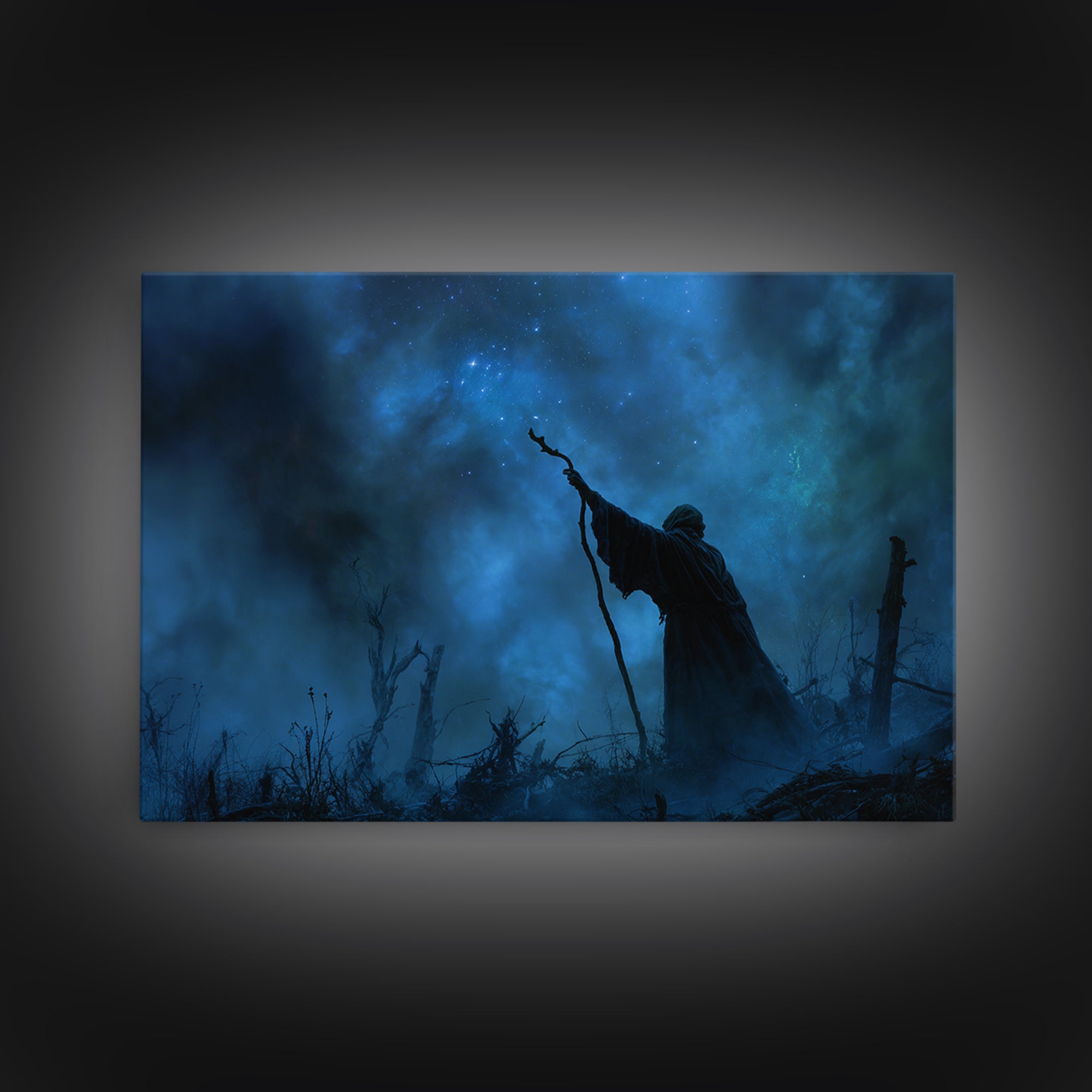 The Star-Seer Of Black Dunwich, Landscape Wall Art, Cosmic Horror Wall Art, Framed Canvas Print, Halloween Wall Decor, Gothic Home Decor