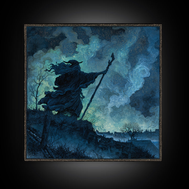 The Star-Seer Of Black Dunwich, Square Wall Art, Macabre Wall Art, Canvas Print, Halloween Wall Decor, Gothic Home Decor, Halloween Wall Art