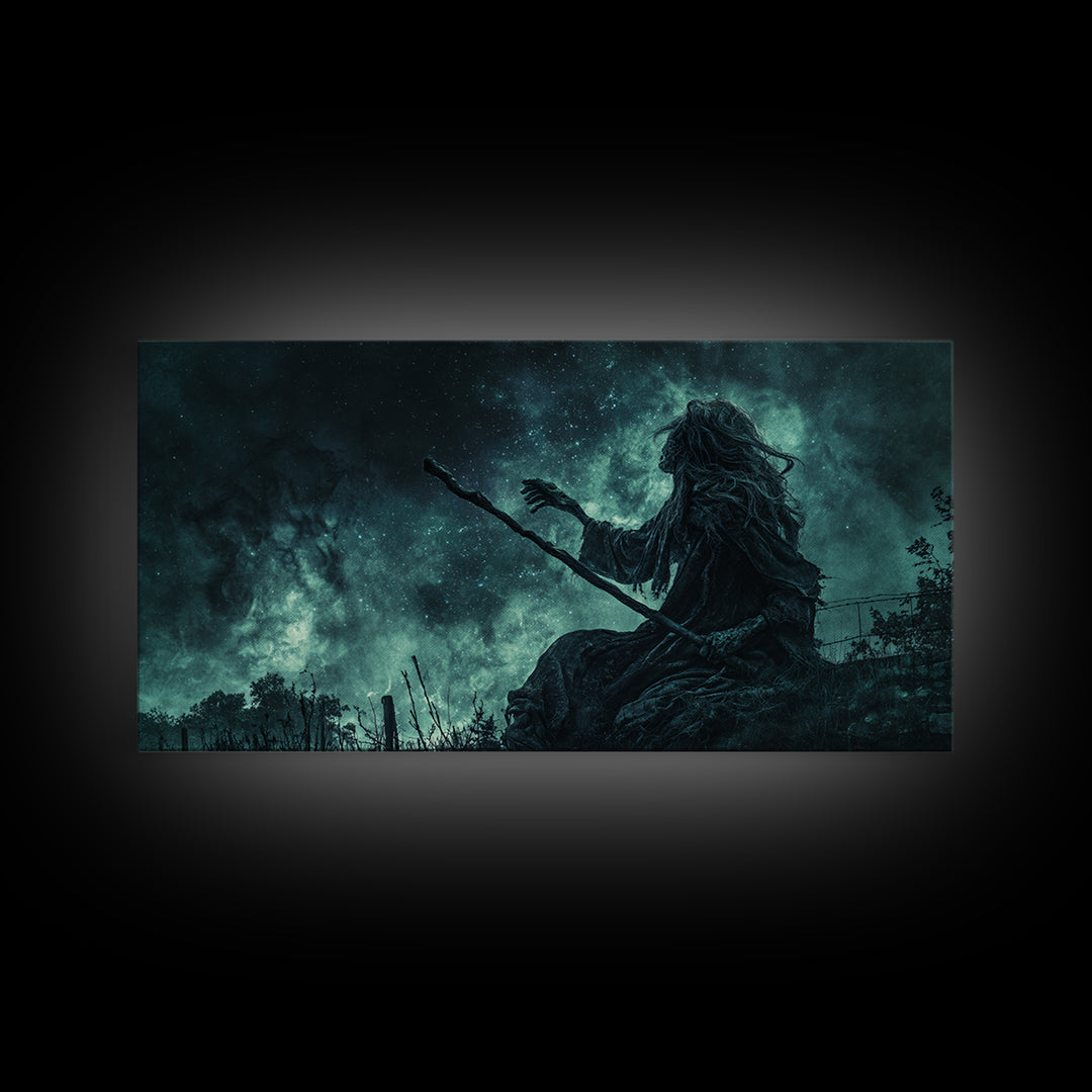 The Star-Seer Of Black Dunwich, Wide Panoramic Art, Eldritch Gothic Decor, Canvas Print, Halloween Wall Decor, Gothic Home Decor