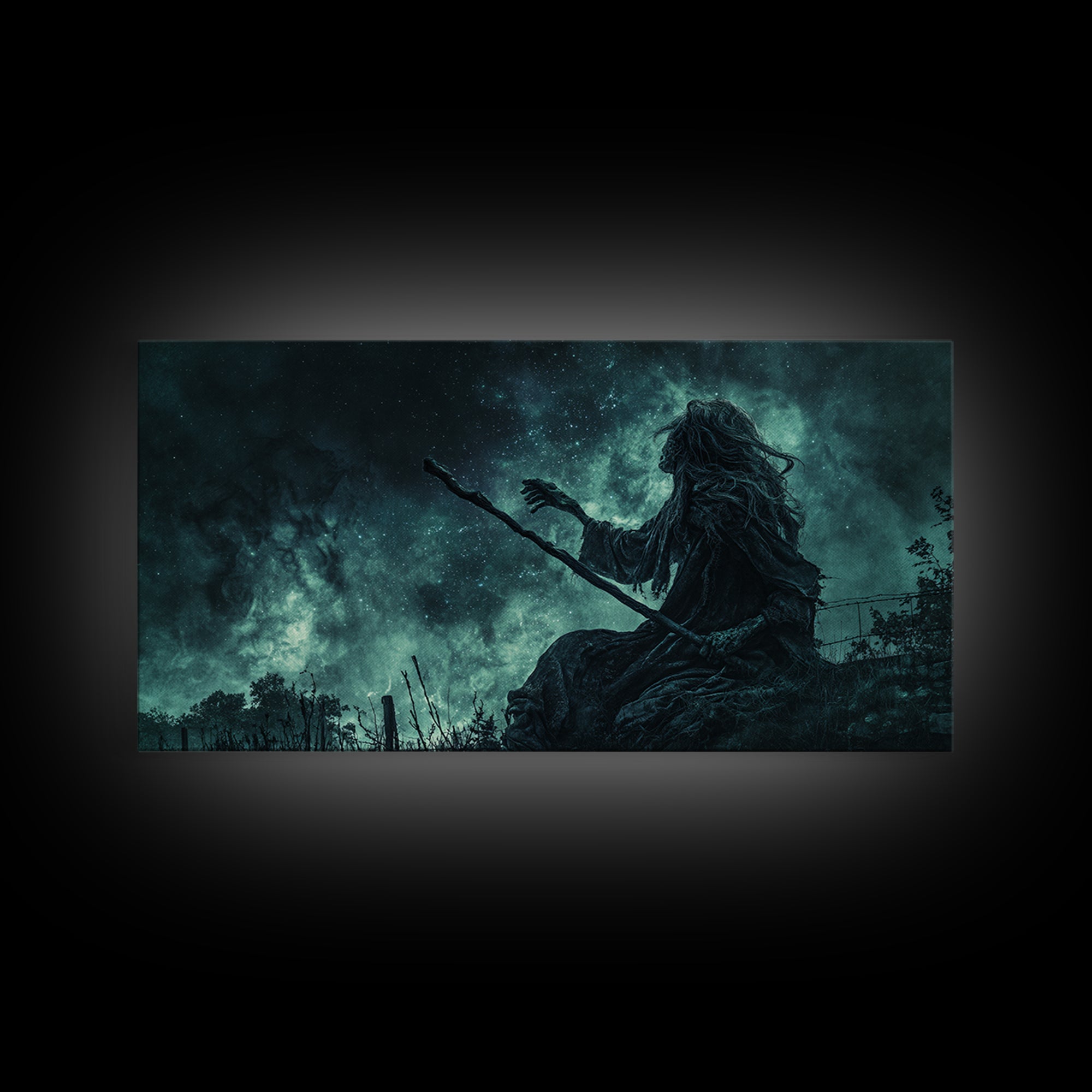 The Star-Seer Of Black Dunwich, Wide Panoramic Art, Eldritch Gothic Decor, Canvas Print, Halloween Wall Decor, Gothic Home Decor