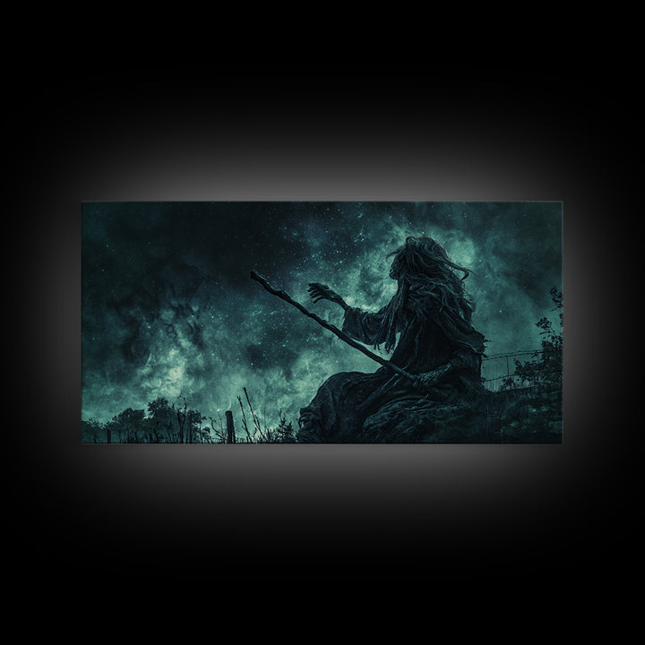 The Star-Seer Of Black Dunwich, Wide Panoramic Art, Eldritch Gothic Decor, Canvas Print, Halloween Wall Decor, Gothic Home Decor