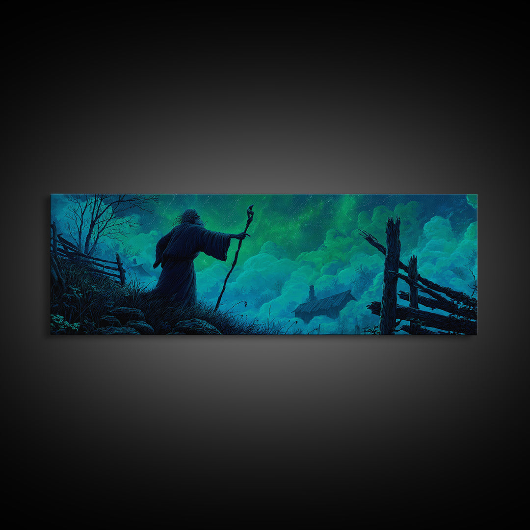 The Star-Seer Of Black Dunwich, Extra Wide Wall Art, Spooky Home Decor, Framed Canvas Print, Halloween Wall Decor, Gothic Home Decor