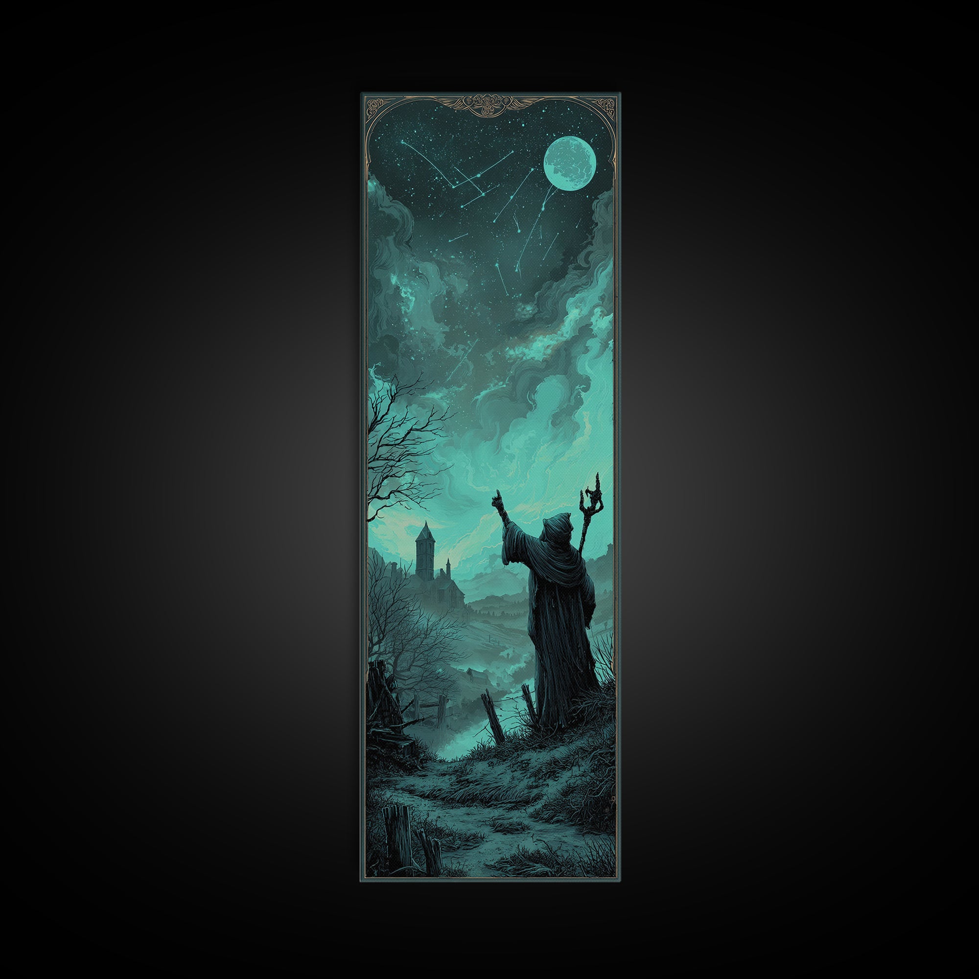 The Star-Seer Of Black Dunwich, Tall Narrow Wall Art, Cosmic Horror Wall Art, Canvas Print, Halloween Wall Decor, Gothic Home Decor