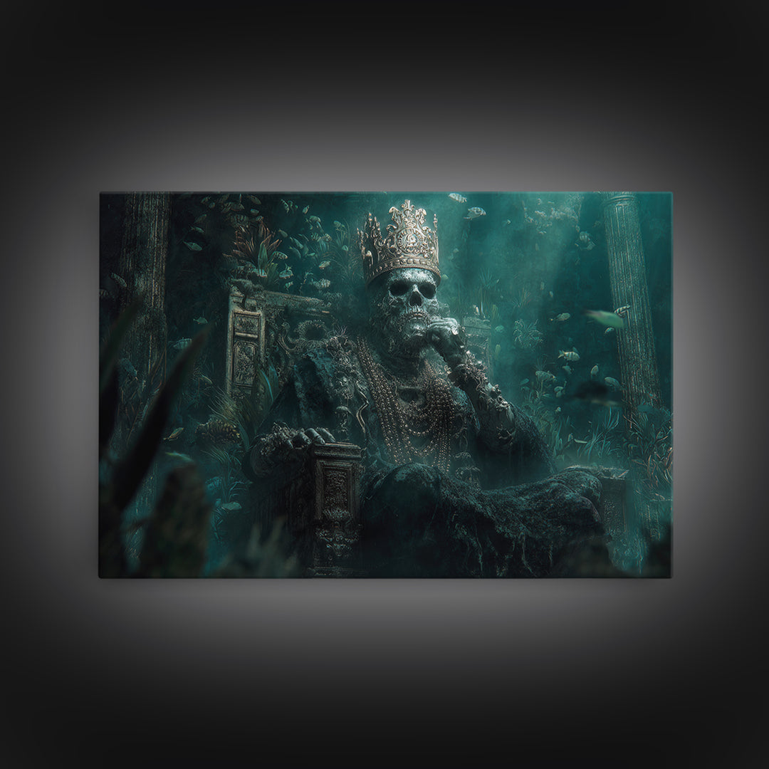 The Watcher In The Coral Throne, Landscape Wall Art, Eldritch Gothic Decor, Canvas Print, Halloween Wall Decor, Gothic Home Decor