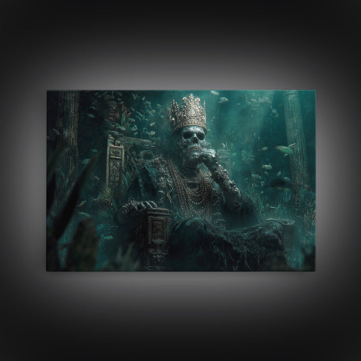 The Watcher In The Coral Throne, Landscape Wall Art, Eldritch Gothic Decor, Canvas Print, Halloween Wall Decor, Gothic Home Decor