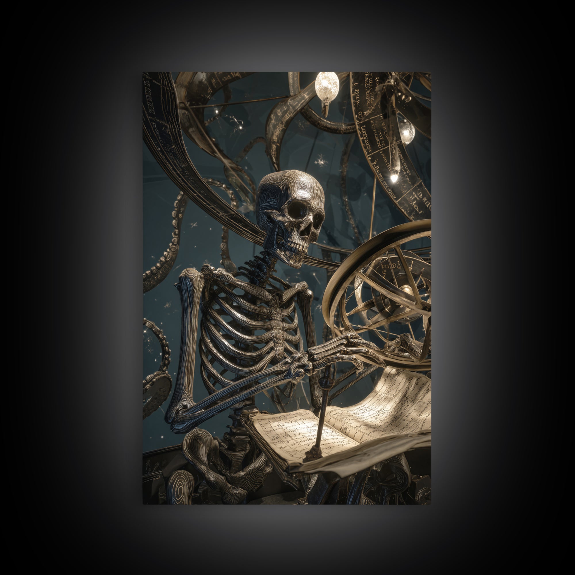 The Astronomer Of The Hollow Sky, Vertical Wall Art, Eldritch Gothic Decor, Framed Canvas Print, Halloween Wall Decor, Gothic Home Decor
