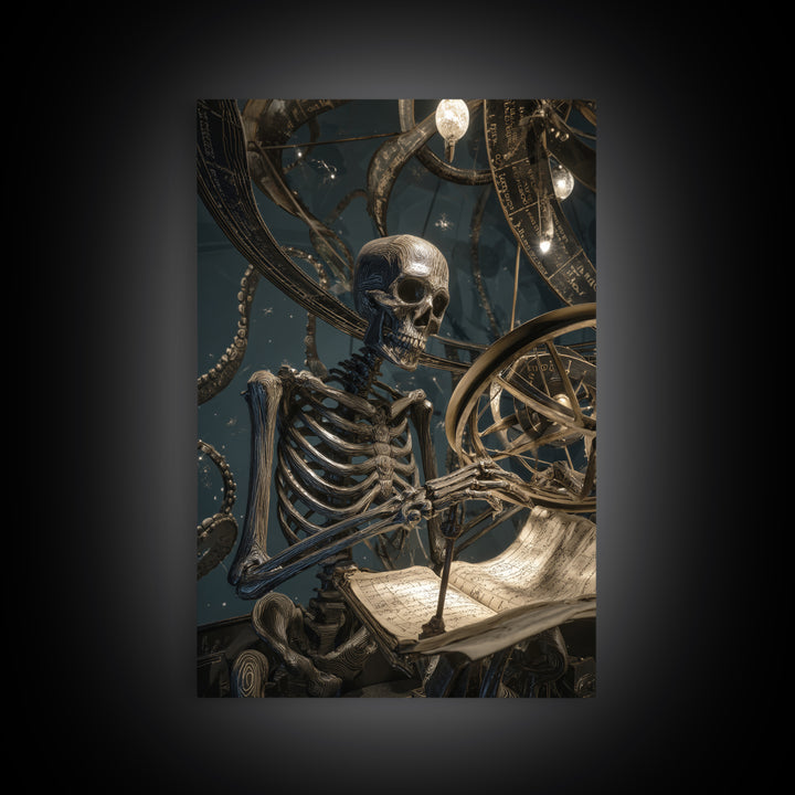 The Astronomer Of The Hollow Sky, Vertical Wall Art, Eldritch Gothic Decor, Framed Canvas Print, Halloween Wall Decor, Gothic Home Decor