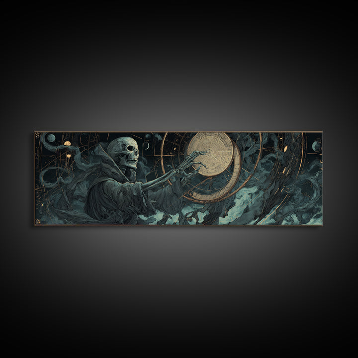 The Astronomer Of The Hollow Sky, Extra Wide Wall Art, Eldritch Gothic Decor, Framed Canvas Print, Halloween Wall Decor, Gothic Home Decor