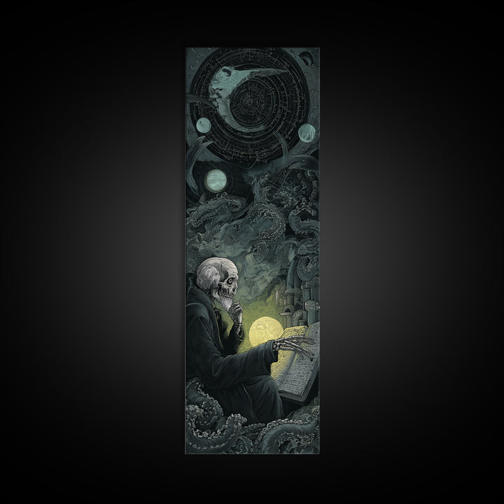 The Astronomer Of The Hollow Sky, Tall Narrow Wall Art, Haunted Gothic Art, Canvas Print, Halloween Wall Decor, Gothic Home Decor
